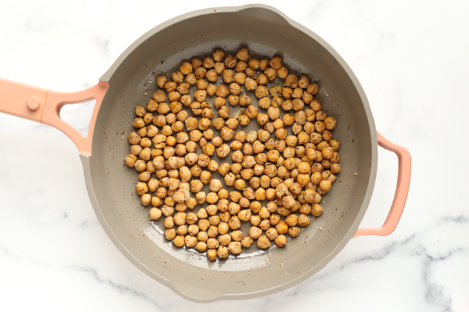 a pan filled with chickpeas