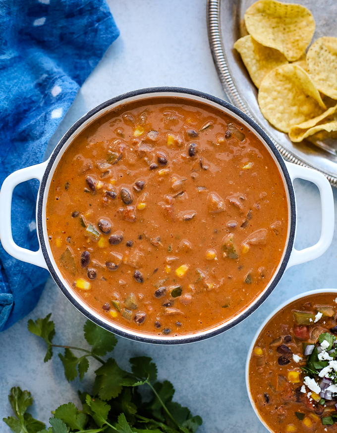 enchilada soup in a pot
