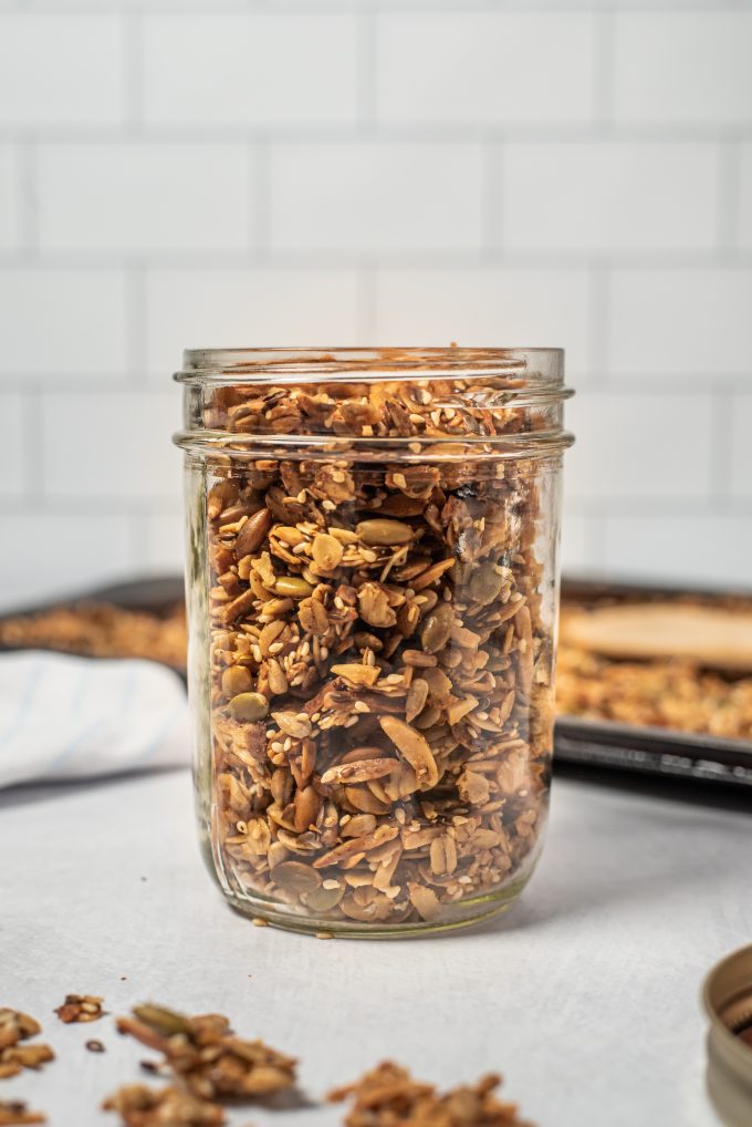 savory granola in a jar