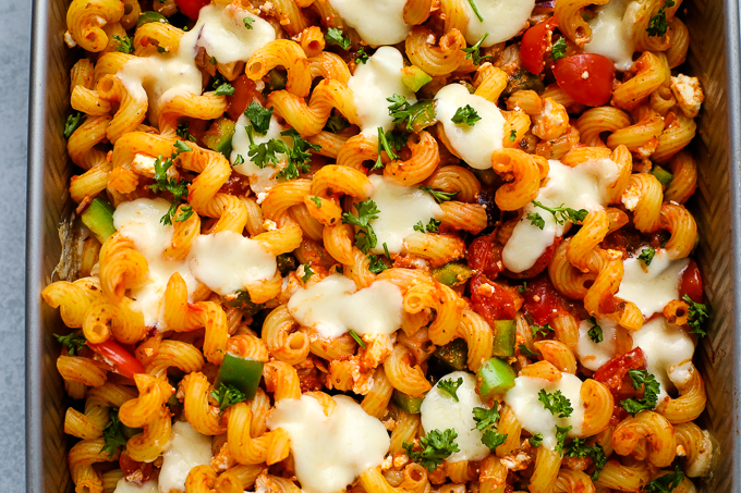 a close up of Greek pasta 