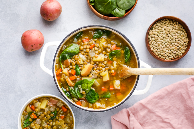 A pot of lentil soup