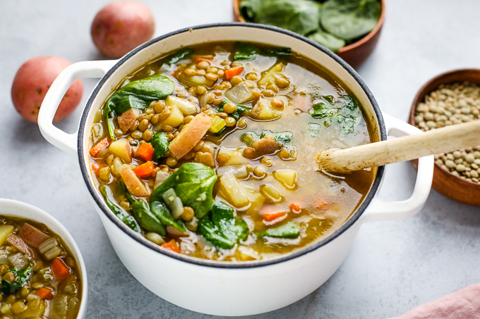 A pot of lentil soup
