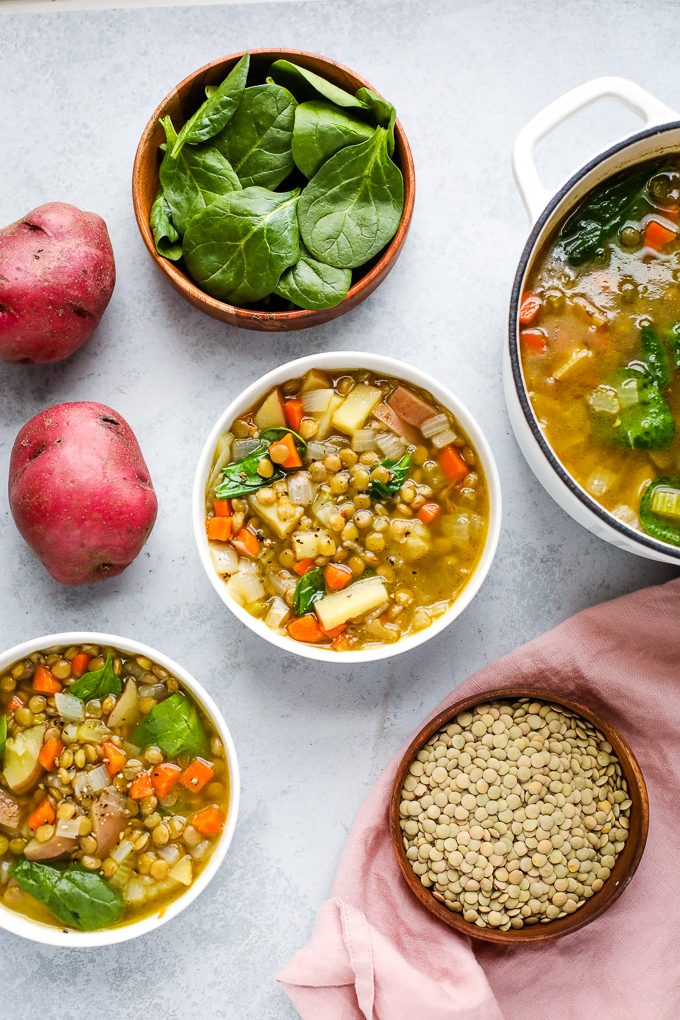 A pot of lentil soup