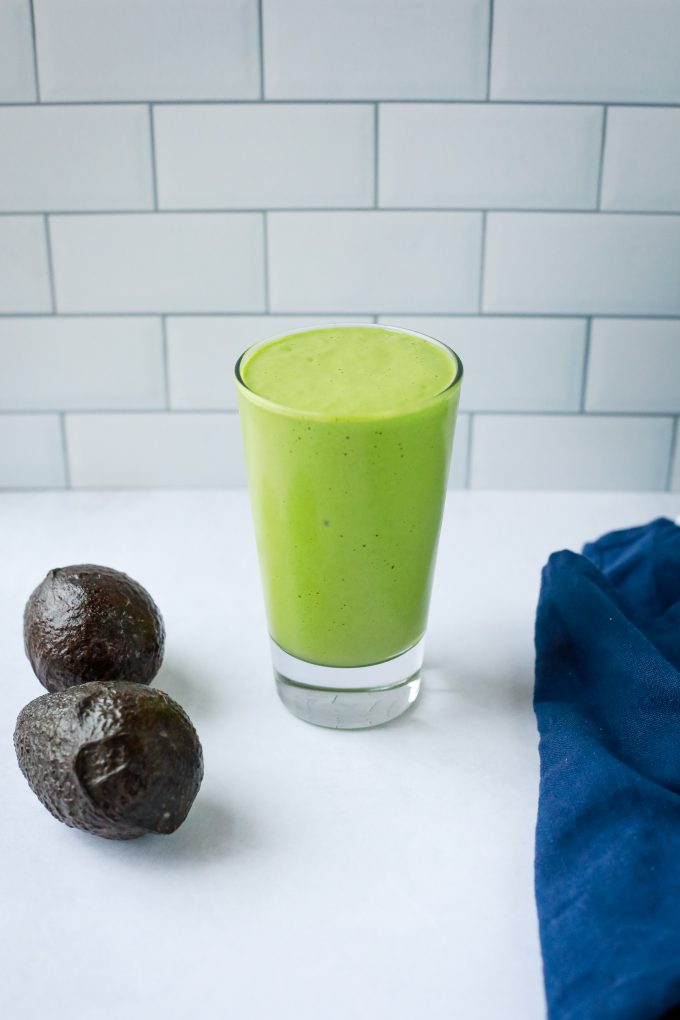 green smoothie on a table