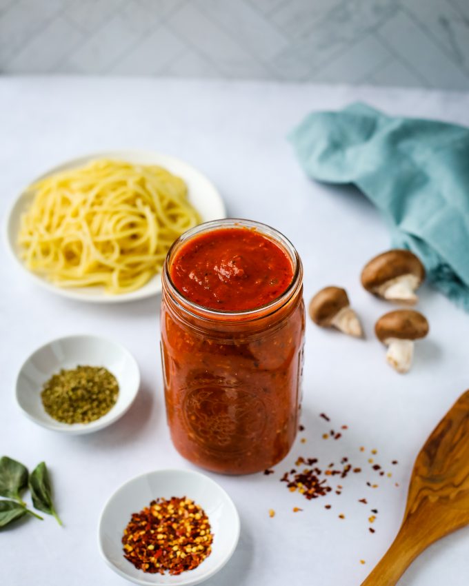 meatless spaghetti squash in a jar