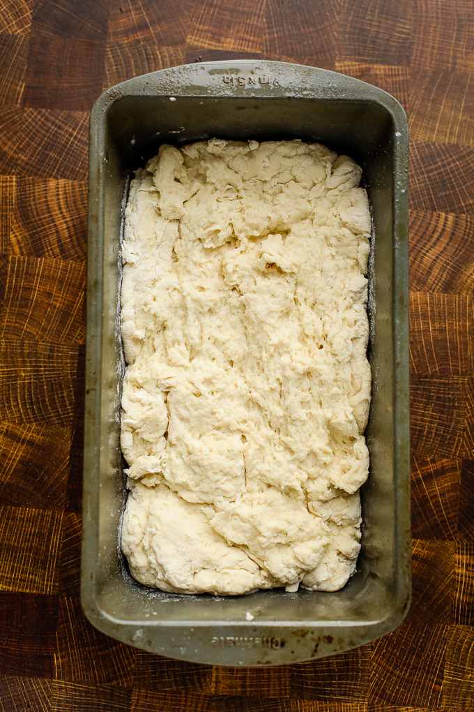 dough in a loaf pan