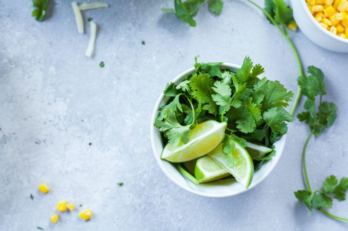 cilantro and limes