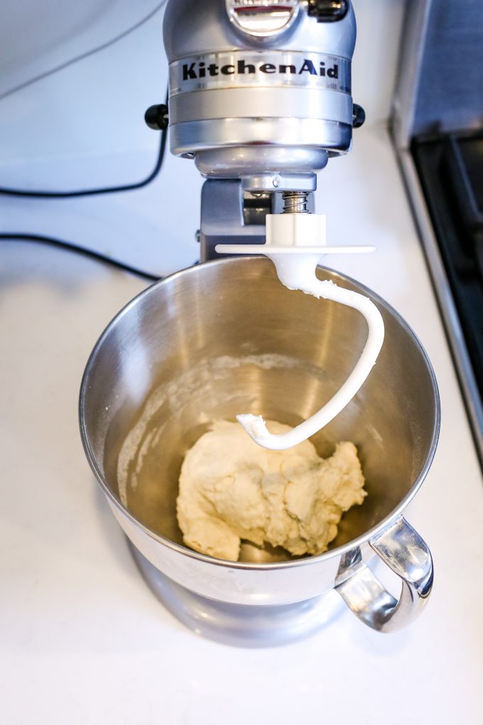 dough in kitchen aid mixer