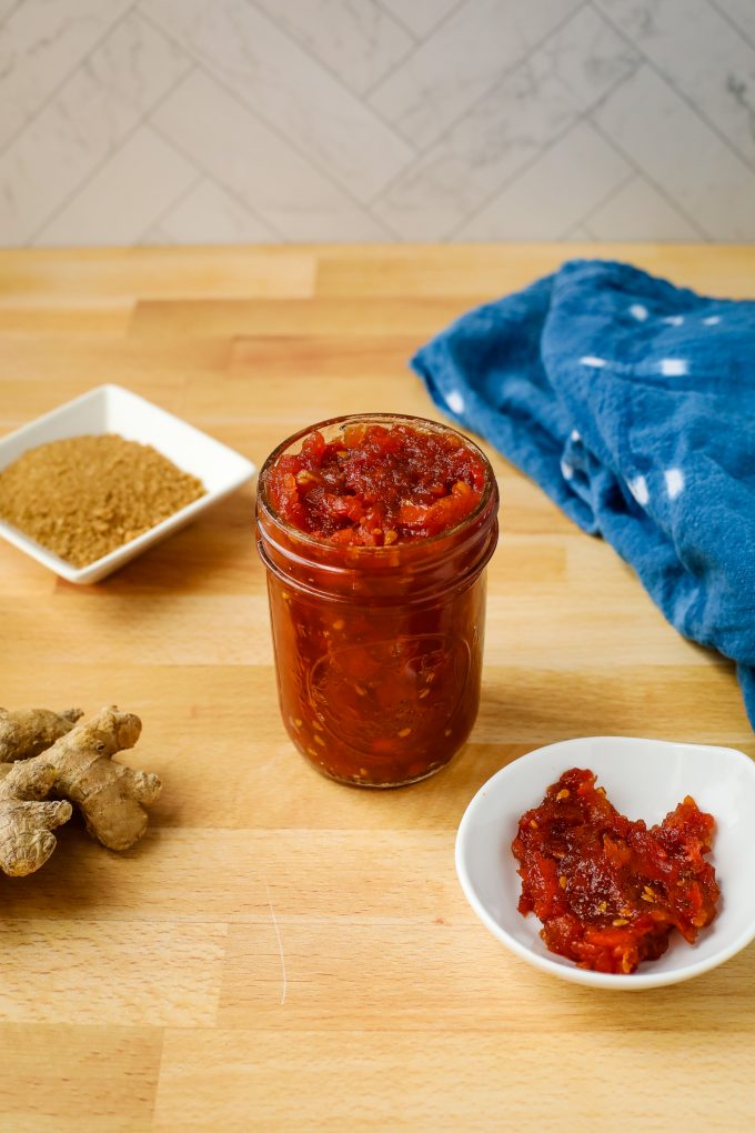 tomato jam in a jar