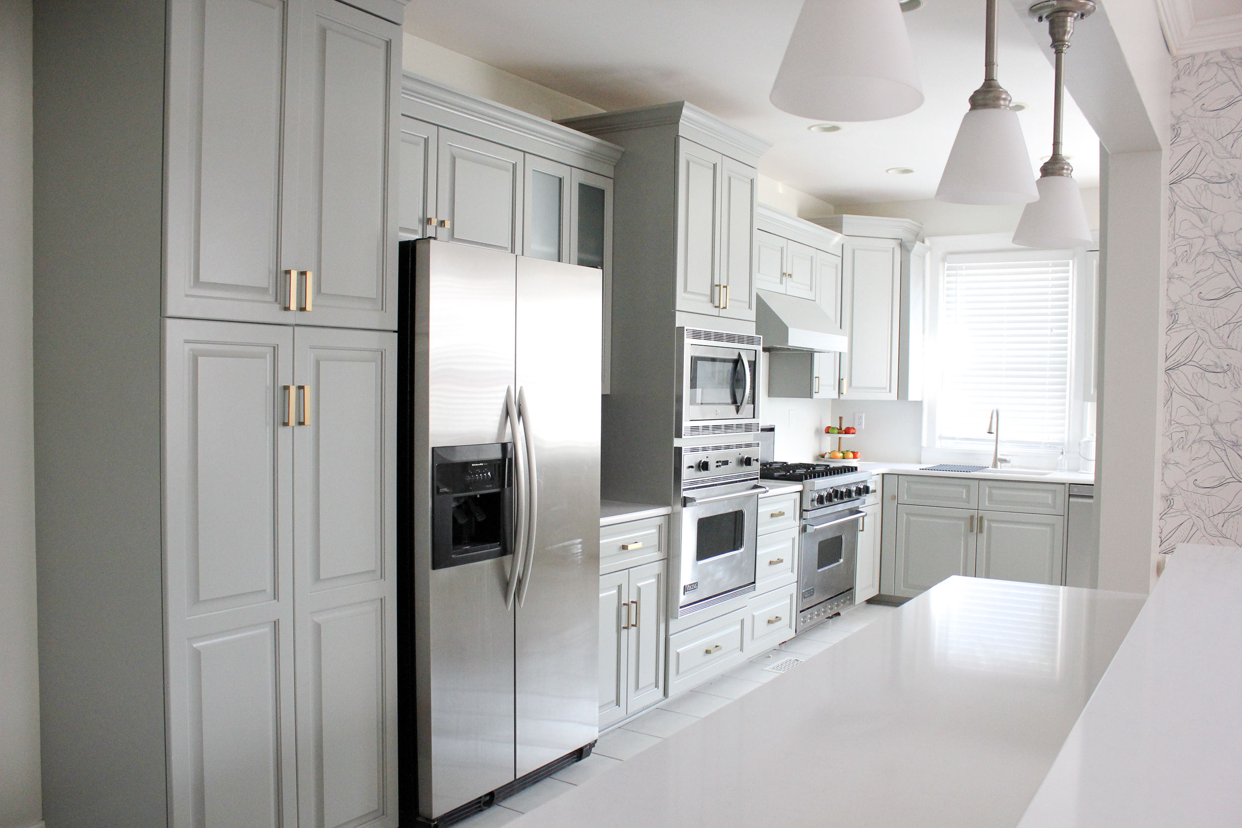 Dark Gray Cabinets Surrounding Viking Refrigerator - Contemporary - Kitchen