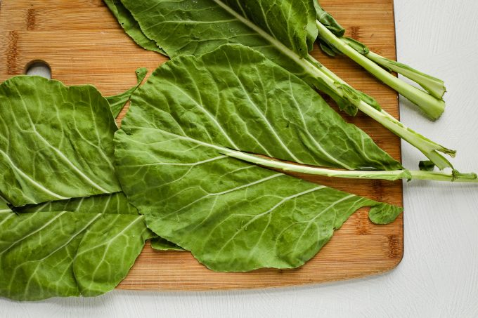 collard greens with the stems removed