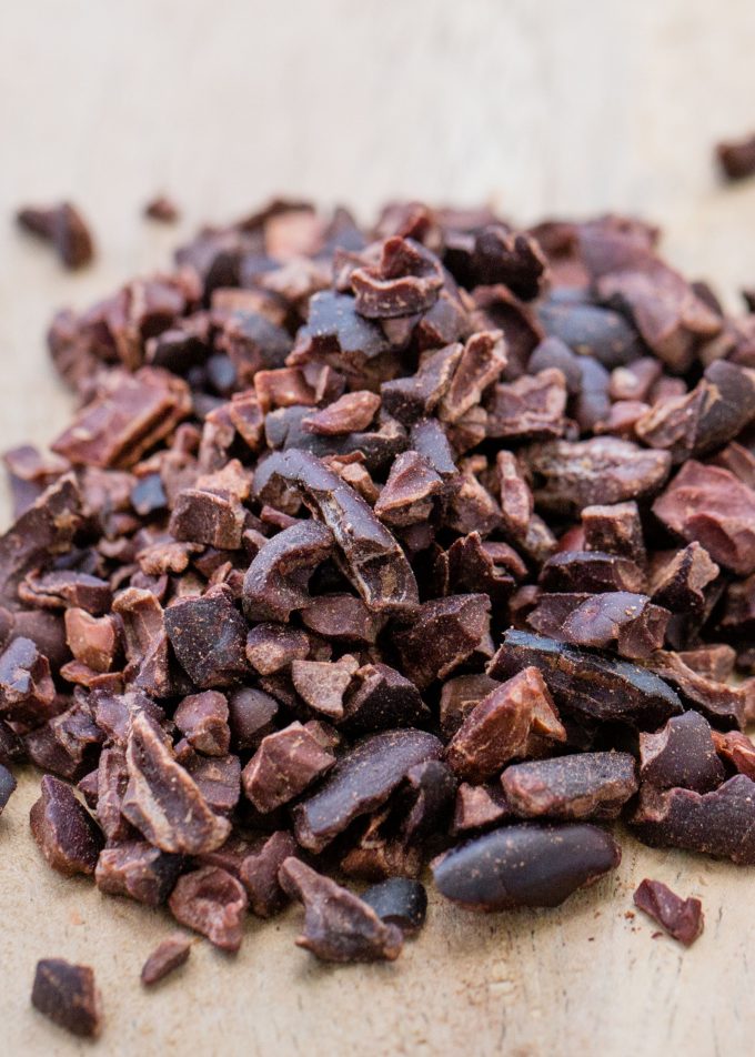 A close up of cacao powder