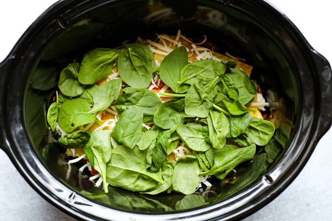 lasagna ingredients in slow cooker