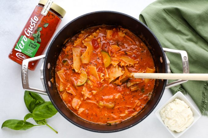 lasagna soup in a pot