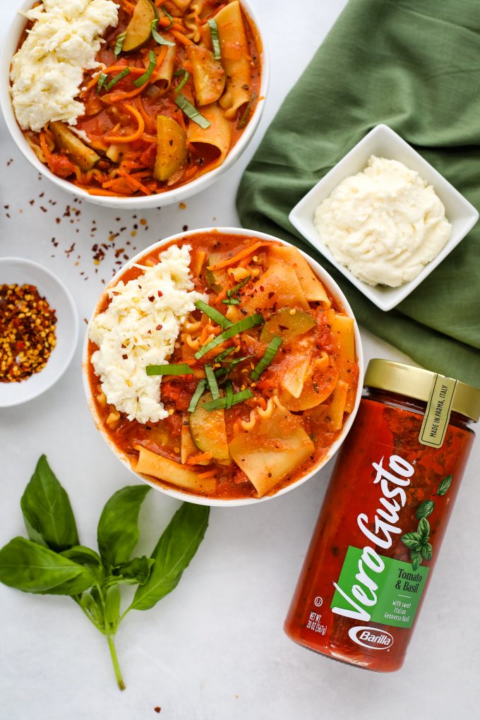 lasagna soup in a bowl