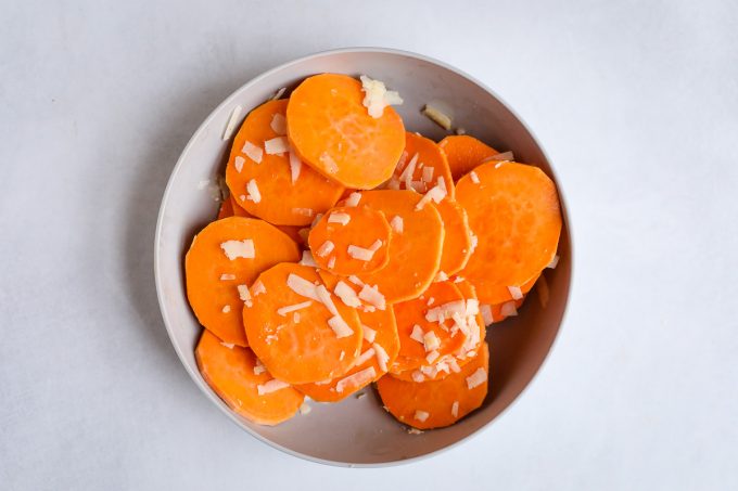 sweet potato slices in a bowl