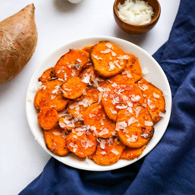 Parmesan Sweet Potato Chips - I Heart Vegetables