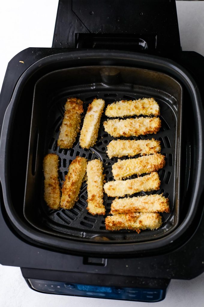 baked halloumi fries in an air fryer