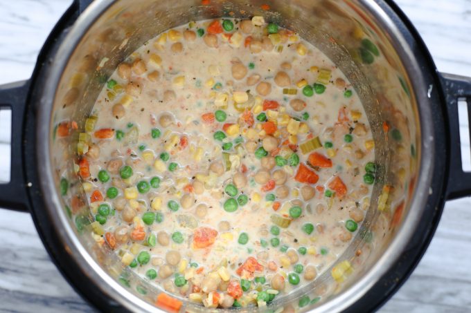 instant pot with vegetables and milk