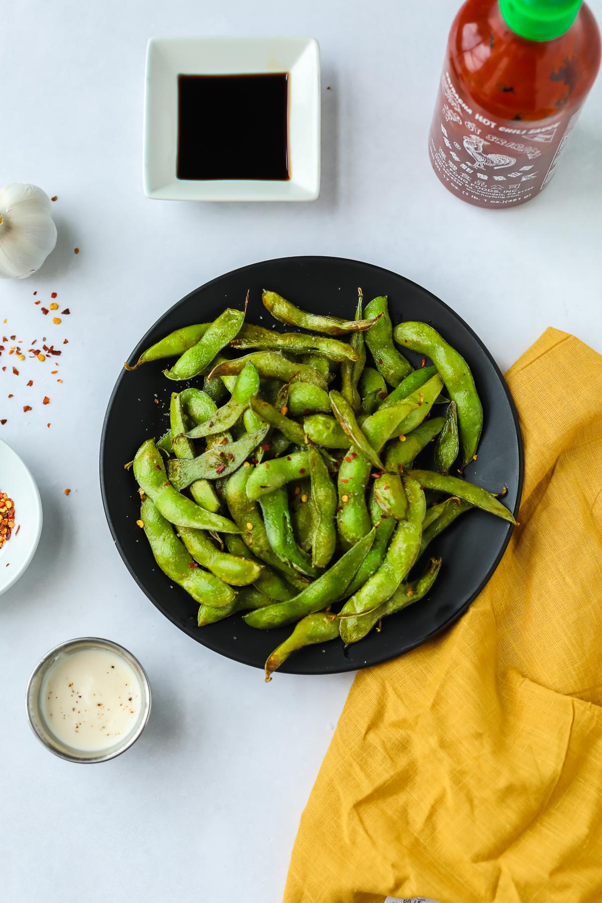 cooked edamame on a plate