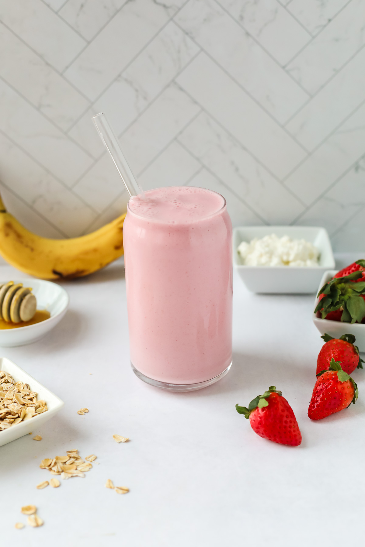 cottage cheese smoothie in a glass
