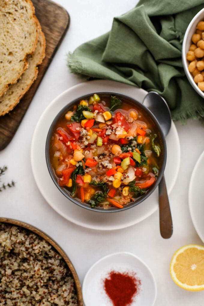 tri color quinoa soup