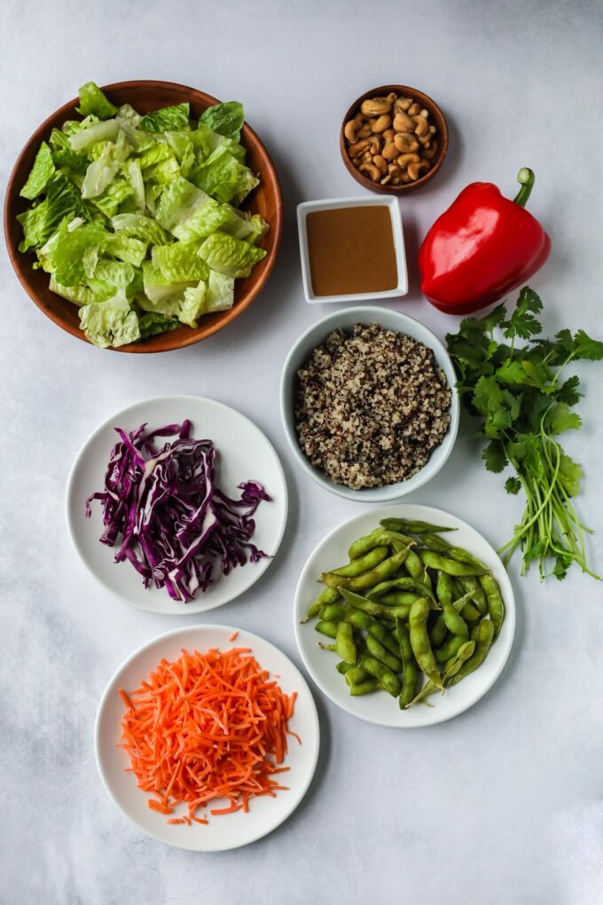 quinoa and edamame salad ingredients