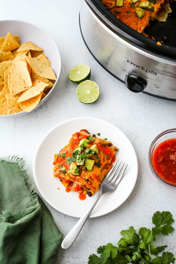 Slow Cooker Enchilada Casserole - I Heart Vegetables