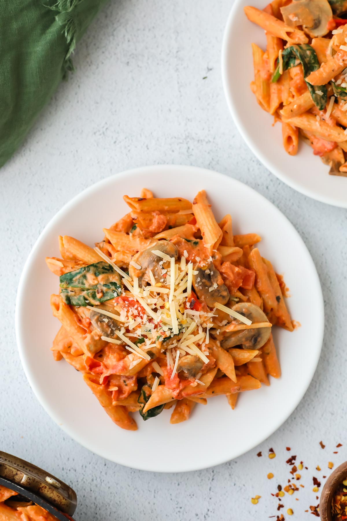 penne rosa on a plate