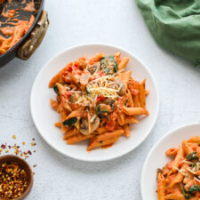 penne rosa on a plate