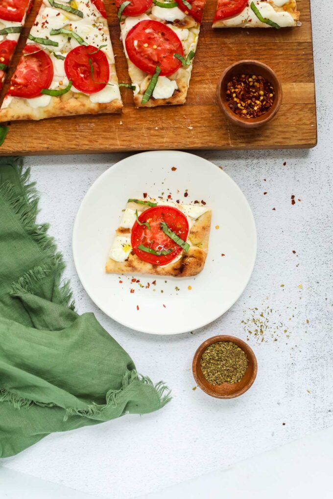 caprese flatbread on a plate