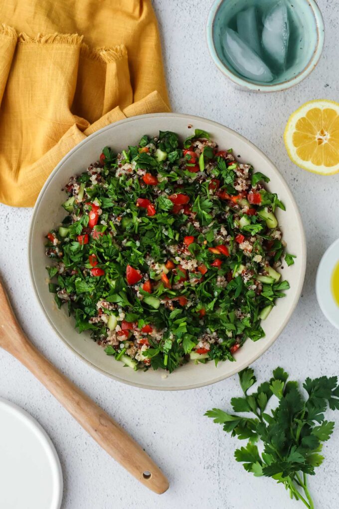 quinoa tabbouleh salad in a bowl