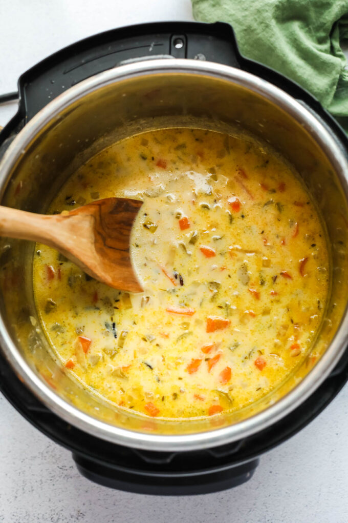 Minnesota Wild Rice Soup in an instant pot