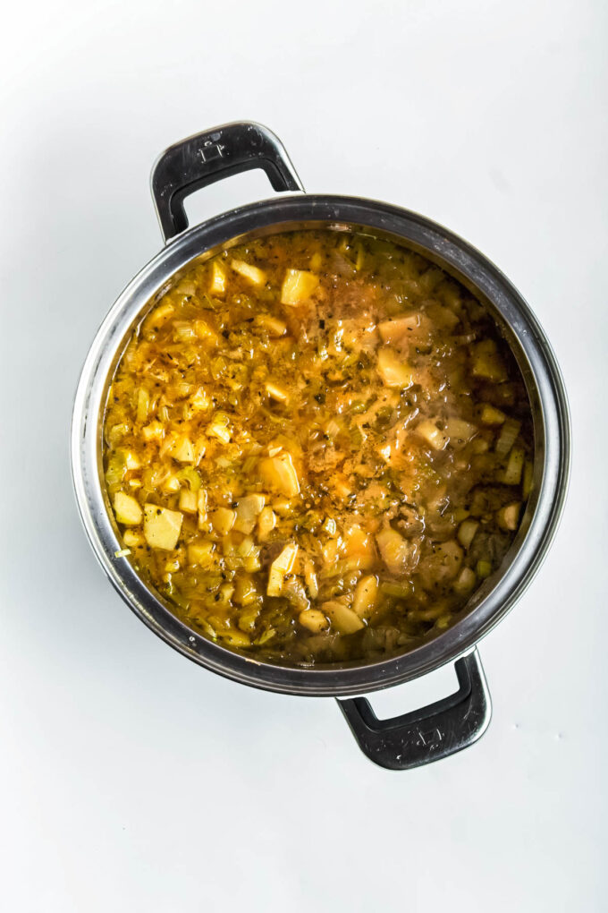 parsnip soup in a pot