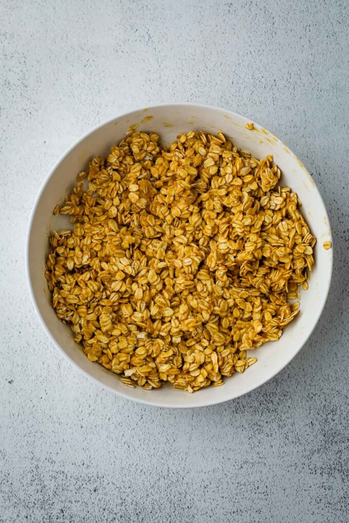 peanut butter granola in a bowl