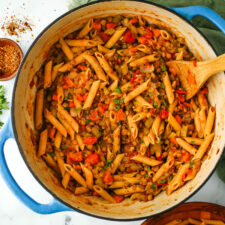 Hearty Rice Cooker Pasta w/ Lentils