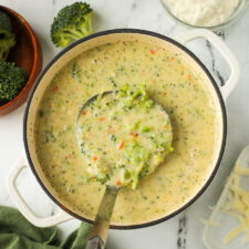 high protein broccoli cheddar soup