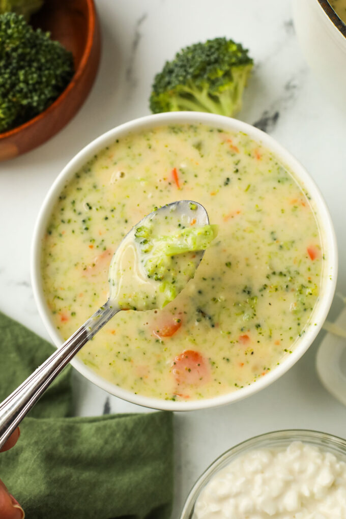 high protein broccoli cheddar soup