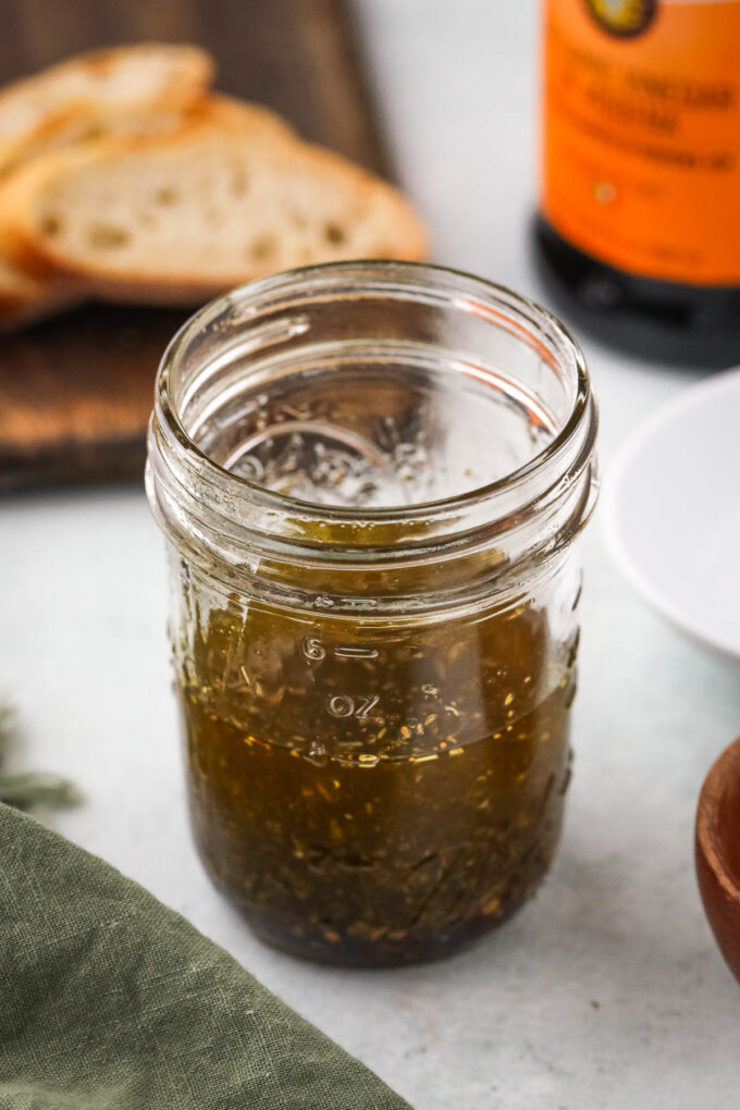 bread dipping oil in a jar
