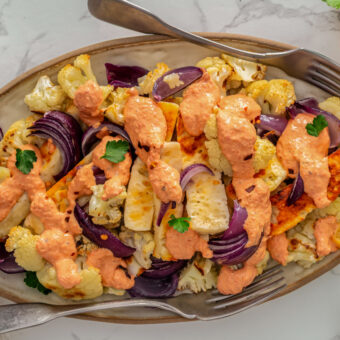 Sheet Pan Cauliflower and Halloumi
