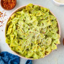 Cottage Cheese Pesto Pasta