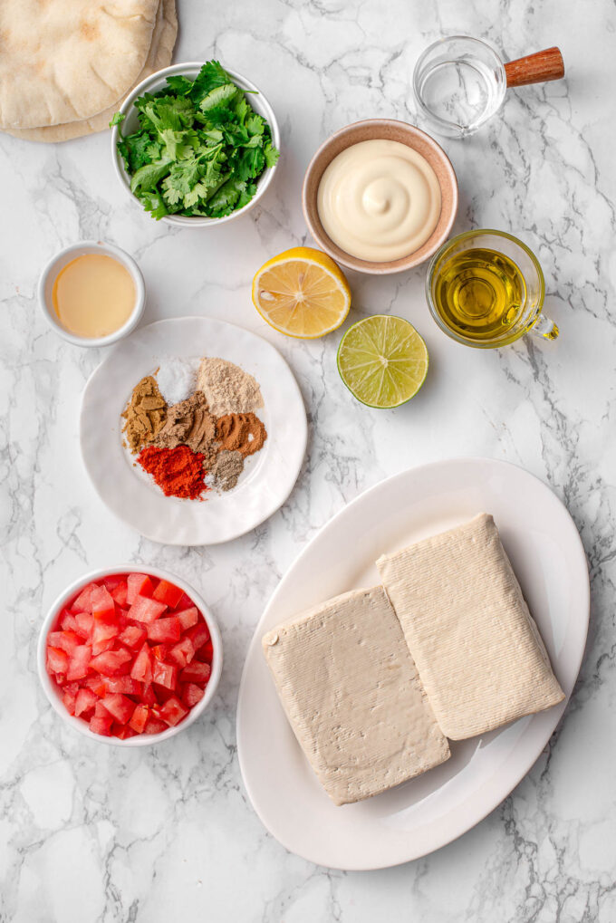 Tofu Shawarma ingredients