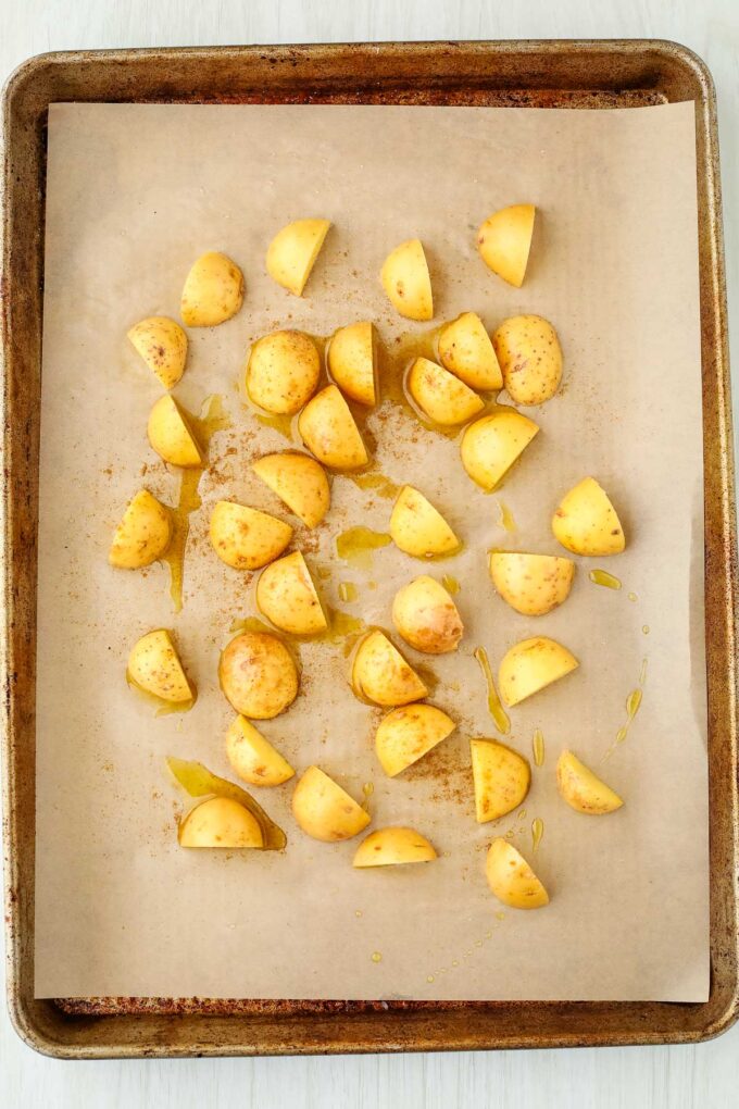 potatoes on a pan