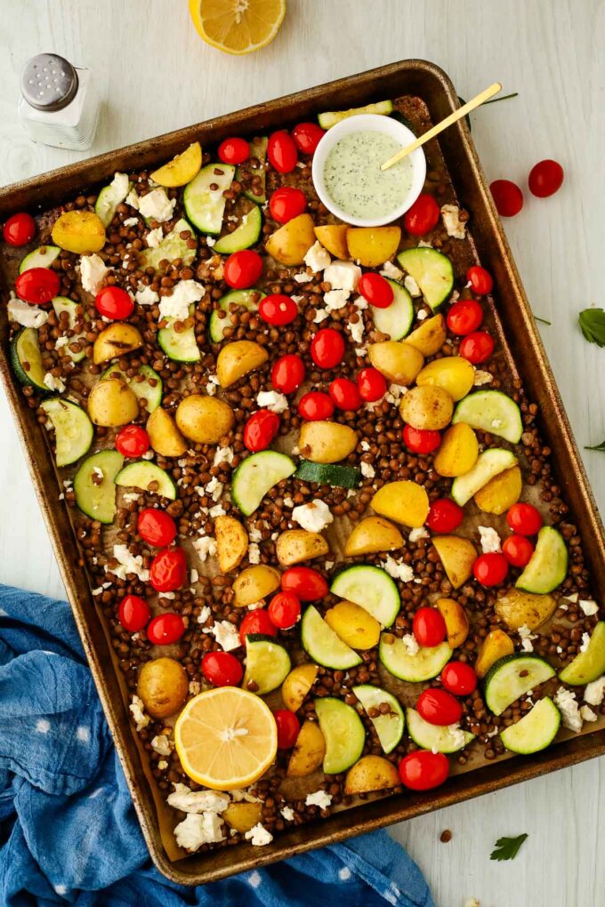 sheet pan lentils and veggies
