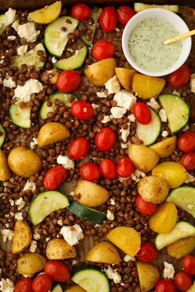 sheet pan lentils and veggies