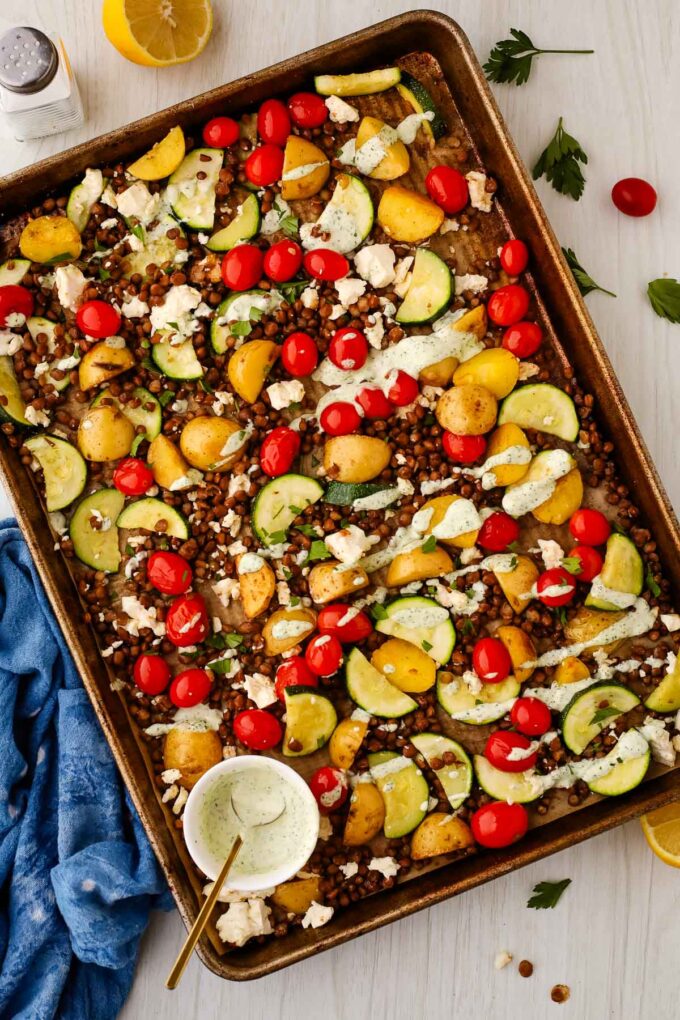 sheet pan lentils and veggies